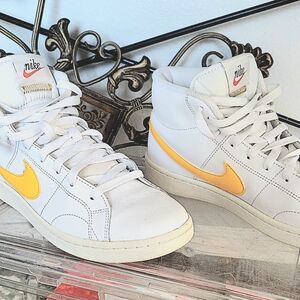 Nike White and Gold High-Top Sneakers